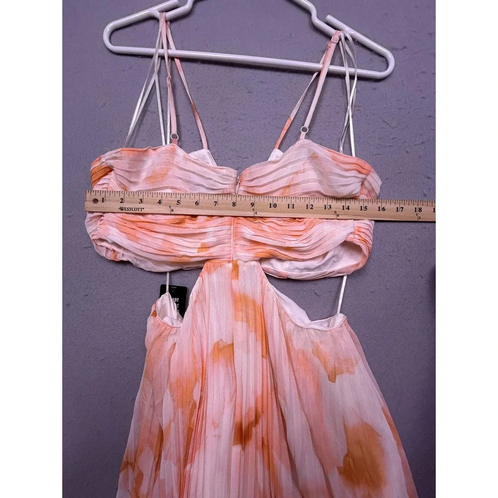 Express Maxi Dress Recycled Polyester Orange Floral Size Medium Womens